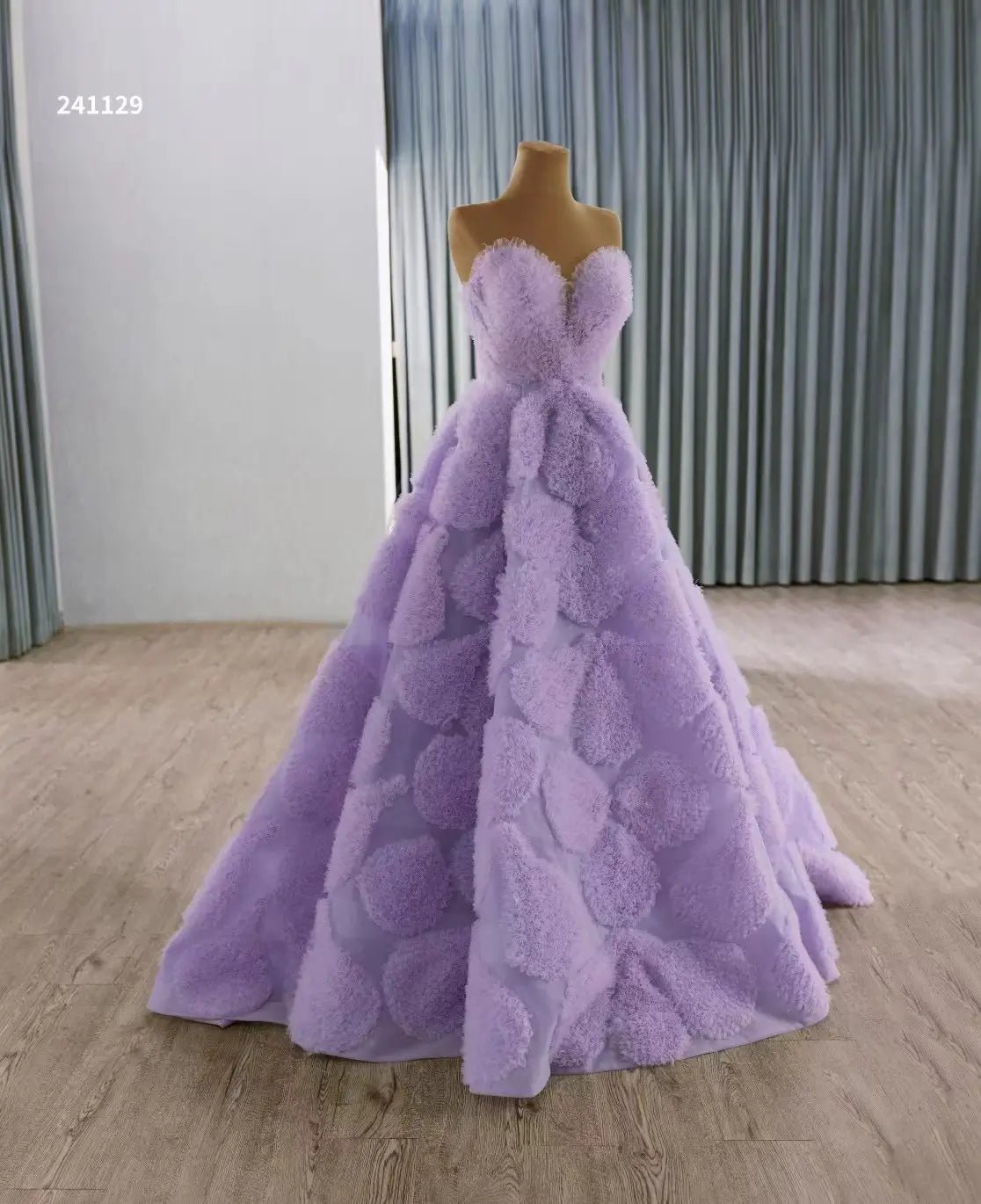 Strapless Lavender Debutante Dresses Lilac Ruffle Wedding Gowns 241129-Quinceanera Dresses 2025 -Viniodress-Lavender-Custom Size-