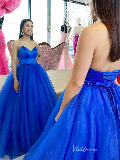 Strapless Lilac Prom Dresses Sweetheart Neck Lavender Evening Gown FD2762-prom dresses 2025 -Viniodress-Blue-Custom Size-