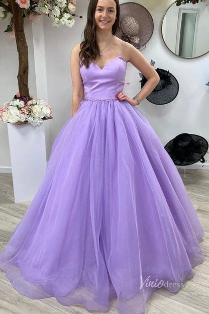 Strapless Lilac Prom Dresses Sweetheart Neck Lavender Evening Gown FD2762-prom dresses 2025 -Viniodress-Lavender-Custom Size-