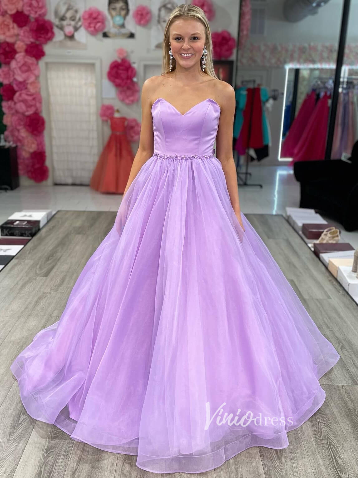 Strapless Lilac Prom Dresses Sweetheart Neck Lavender Evening Gown FD2762-prom dresses 2025 -Viniodress-Lilac-Custom Size-