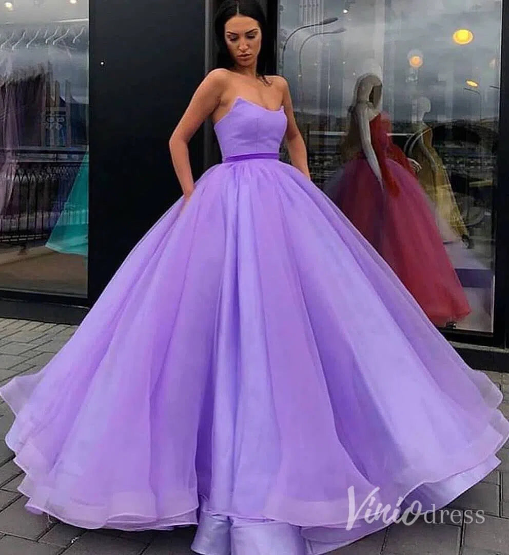 Strapless Lilac Vintage Prom Dresses Ball Gown Arabic Formal Dress FD2098B viniodress-prom dresses 2025 -Viniodress-Aqua-Custom Size-