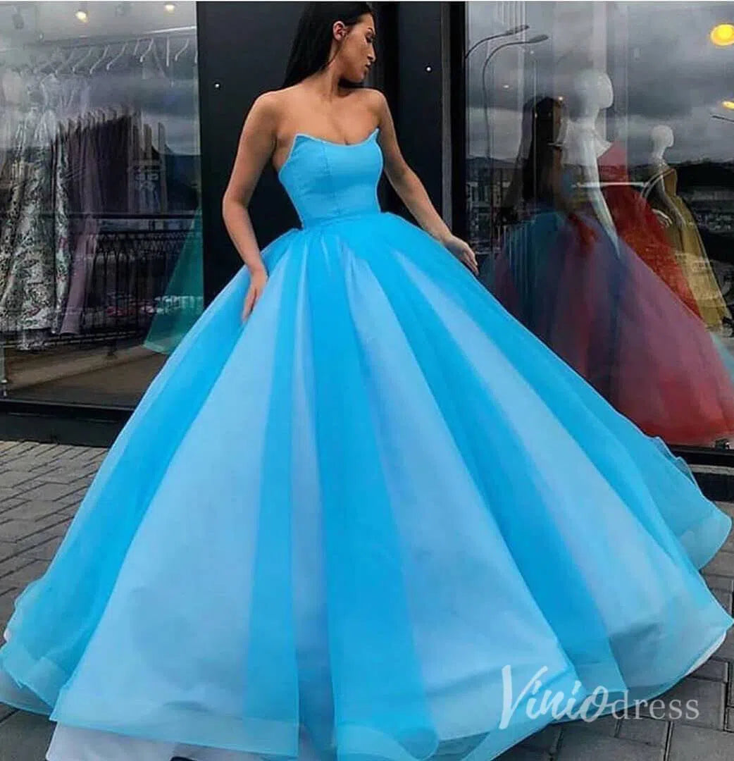 Strapless Lilac Vintage Prom Dresses Ball Gown Arabic Formal Dress FD2098B viniodress-prom dresses 2025 -Viniodress-Aqua-Custom Size-