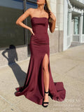 Strapless Maroon Mermaid Prom Dresses Lace-Up Formal Dress FD2074-prom dresses-Viniodress-Burgundy-Custom Size-Viniodress