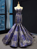 Strapless Mermaid Prom Dresses Blue and Grey Pageant Dress FD1287-prom dresses-Viniodress-Viniodress