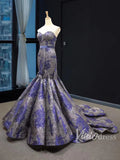 Strapless Mermaid Prom Dresses Blue and Grey Pageant Dress FD1287-prom dresses-Viniodress-Viniodress