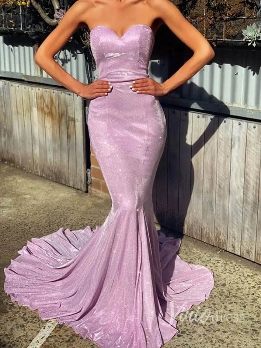 Prom Dress 2025 Strapless Mermaid Prom Dresses Sparkling Pageant Dress Viniodress FD1296-unique prom dresses-Pink-Custom Size-Viniodress