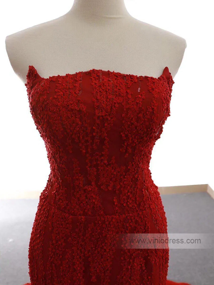 Strapless Mermaid Prom Dresses Trumpet Lace Pageant Dress FD1381-prom dresses 2025 -Viniodress-Royal Blue-US 2-