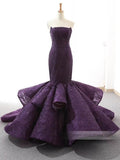 Prom Dress 2025 Strapless Mermaid Prom Dresses Trumpet Lace Pageant Dress FD1381-unique prom dresses-Purple-US 2-Viniodress