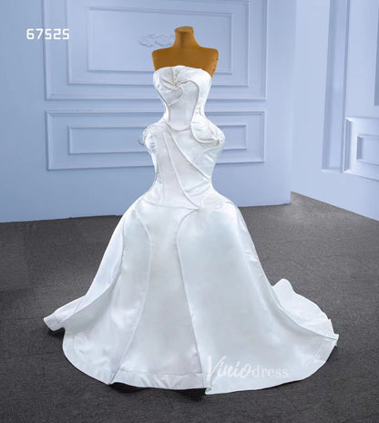 Strapless Mermaid Satin Wedding Dresses 67525-wedding dresses 2025 -Viniodress-Ivory-Custom Size-