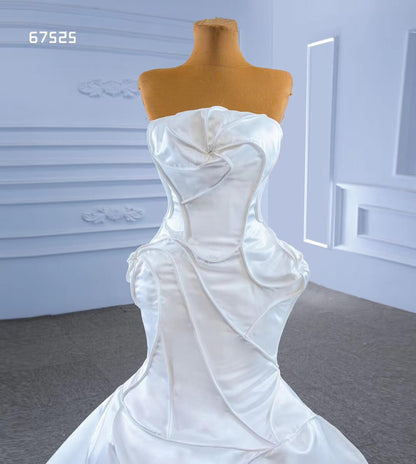 Strapless Mermaid Satin Wedding Dresses 67525-wedding dresses 2025 -Viniodress-Ivory-Custom Size-