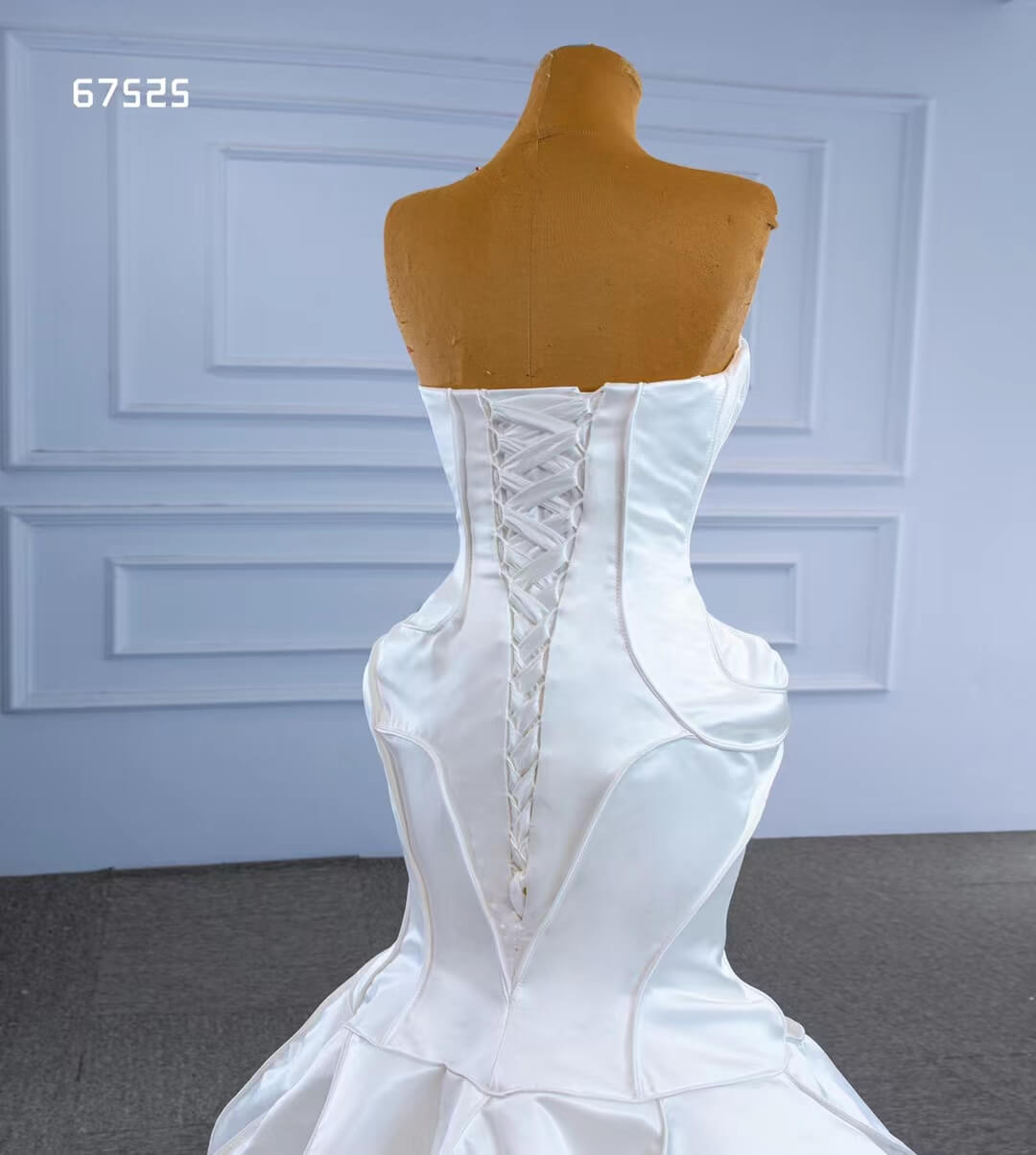 Strapless Mermaid Satin Wedding Dresses 67525-wedding dresses 2025 -Viniodress-Ivory-Custom Size-