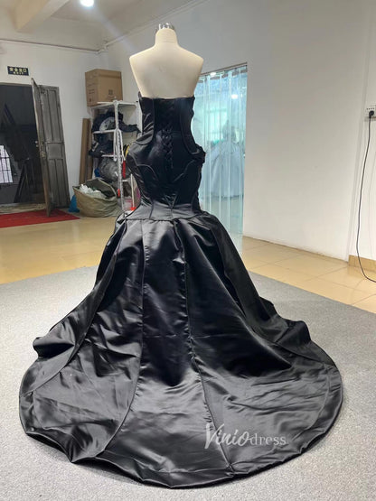 Strapless Mermaid Satin Wedding Dresses 67525-wedding dresses 2025 -Viniodress-Ivory-Custom Size-