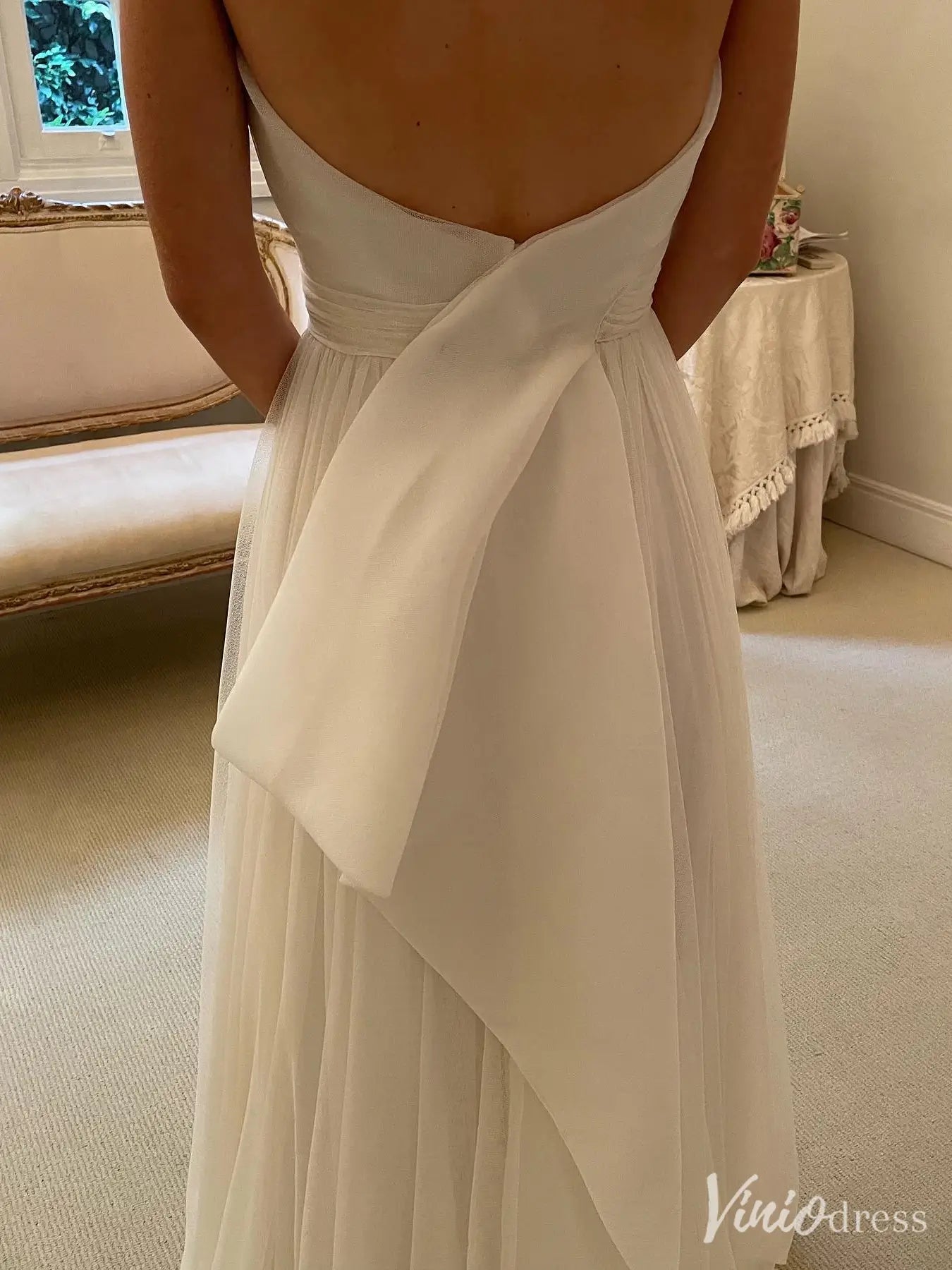 Strapless Minimalist Wedding Dresses A line Sweetheart Neckline VW2572-wedding dresses 2025 -Viniodress-Ivory-Custom Size-