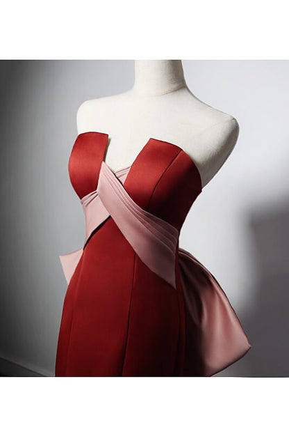 Strapless Orange Mermiad Prom Dresses with Bow-Tie AD1022-prom dresses 2025 -Viniodress-Orange-Custom Size-