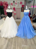 Strapless Organza Prom Dresses Satin Boidce Formal Gown with Necklace FD3999-prom dresses-Viniodress-Viniodress