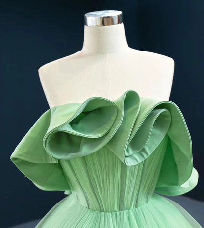 Strapless Pale Green Prom Dresses Simple Tulle Sweet 16 Dress FD2443-prom dresses 2025 -Viniodress-As Picture-Custom Size-