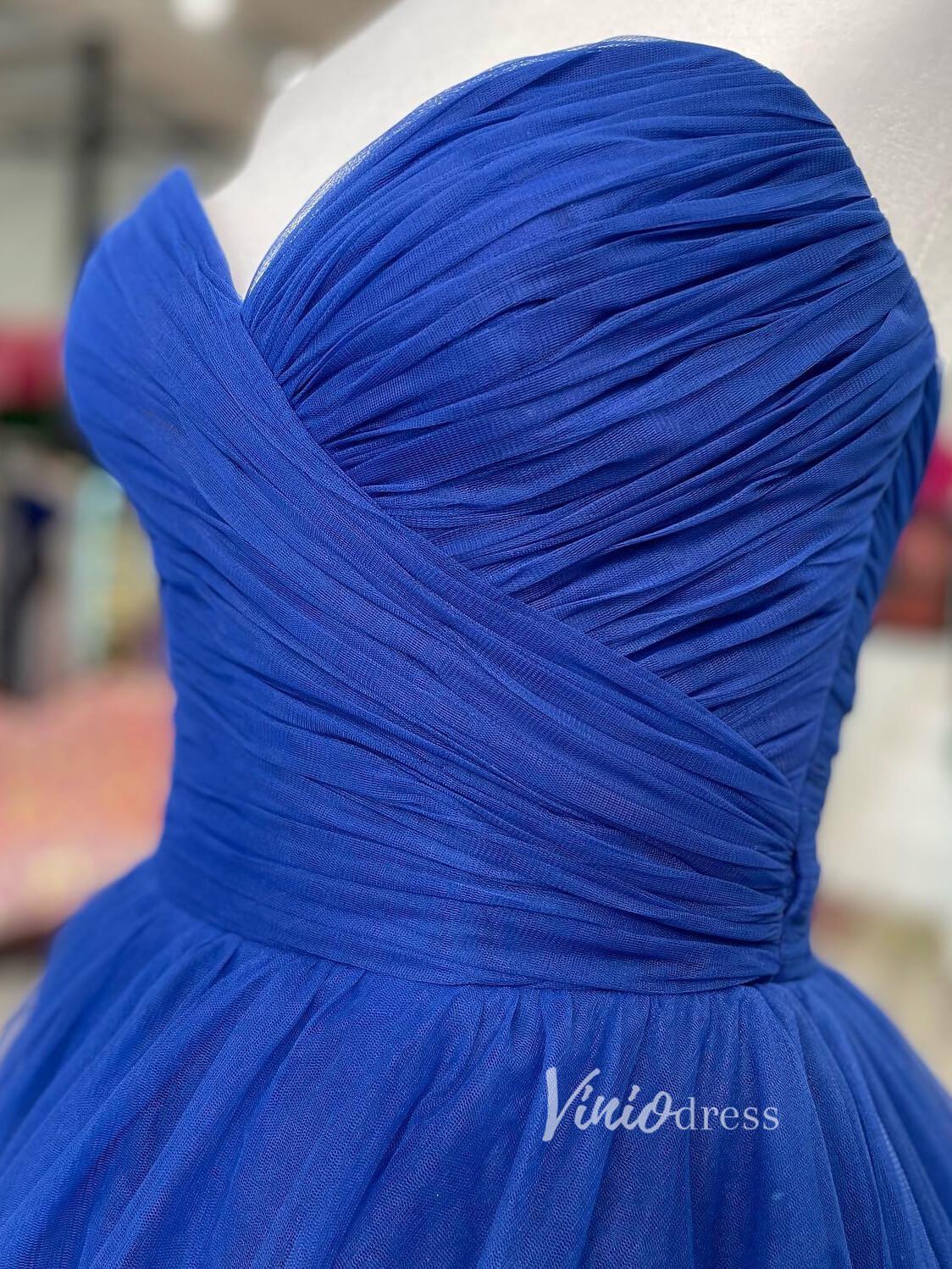 Strapless Pleated Prom Dresses Sweetheart Neck Formal Gown FD2760-prom dresses 2025 -Viniodress-Fuchsia-Custom Size-