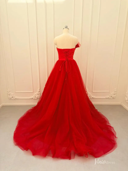 Strapless Red Prom Dress with Pleated Bodice and Dramatic Skirt FD3238-prom dresses 2026-Viniodress-Red-Custom Size – Add Measurements in Cart-