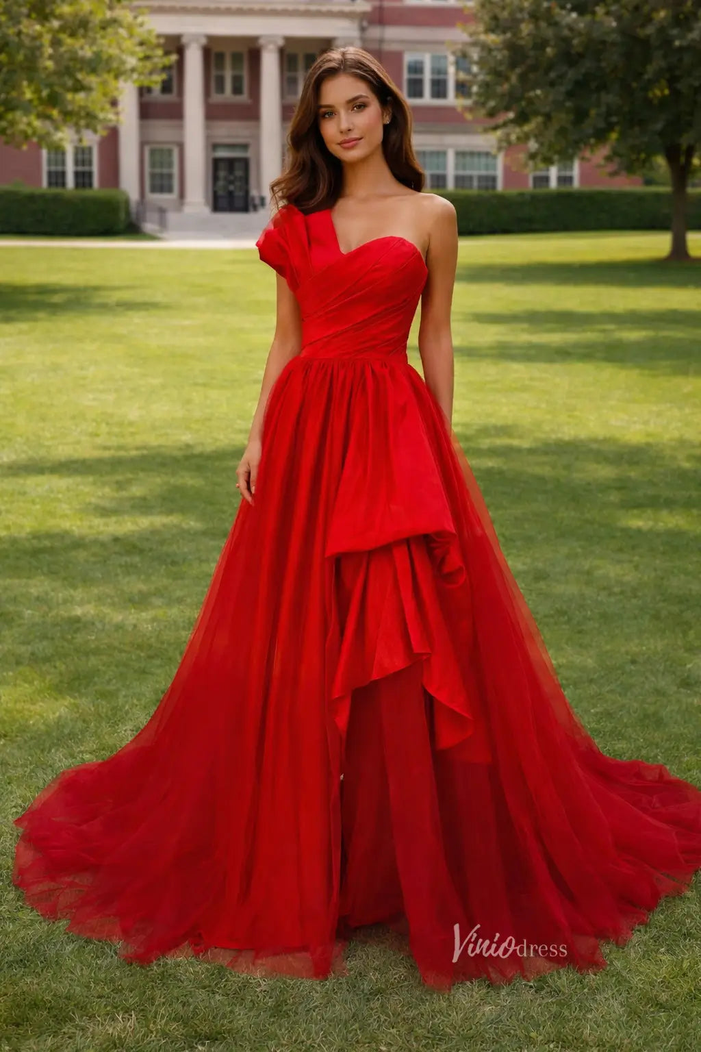 Strapless Red Prom Dress with Pleated Bodice and Dramatic Skirt FD3238-prom dresses 2026-Viniodress-Red-Custom Size – Add Measurements in Cart-
