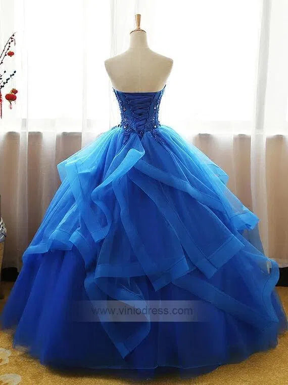 Strapless Royal Blue Ball Gown Prom Dresses Quinceanera Dress FD1025-prom dresses 2025 -Viniodress-Long-Royal Blue-Custom Size