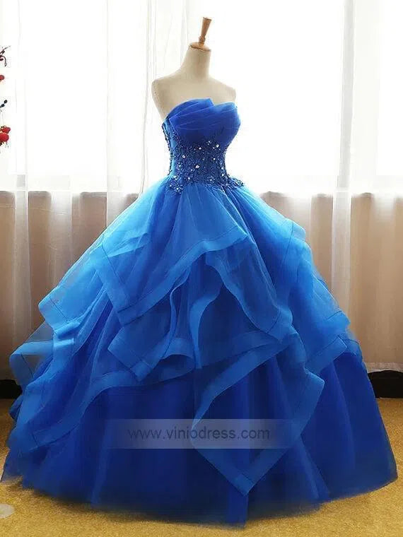 Strapless Royal Blue Ball Gown Prom Dresses Quinceanera Dress FD1025-prom dresses 2025 -Viniodress-Long-Royal Blue-Custom Size