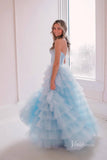 Prom Dress 2025 Strapless Ruffle Cheap Prom Dresses with Slit Satin Bodice FD4001-unique prom dresses-Light Blue-Custom Size-Viniodress