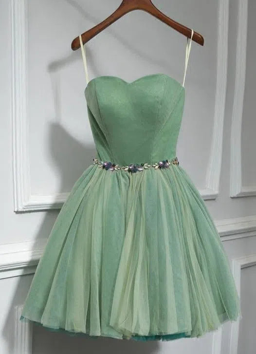 Strapless Sage Green Homecoming Dresses Short Tulle Graduation Dress SD1171-Homecoming Dresses 2025 -Viniodress-As Picture-Custom Size-