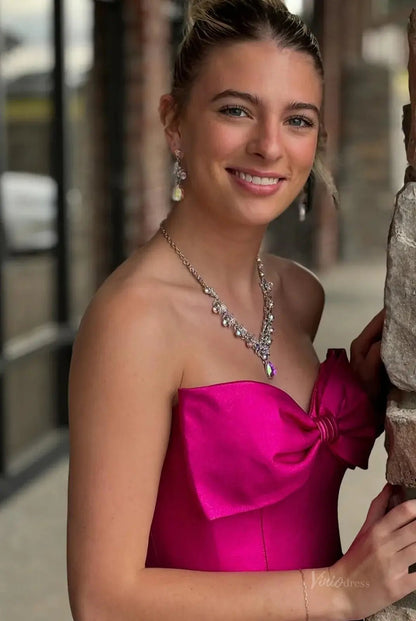 Strapless Satin Mermaid Prom Dresses 2025 with Bow – FD5058-prom dresses 2025 -Viniodress-Black-Custom Size-