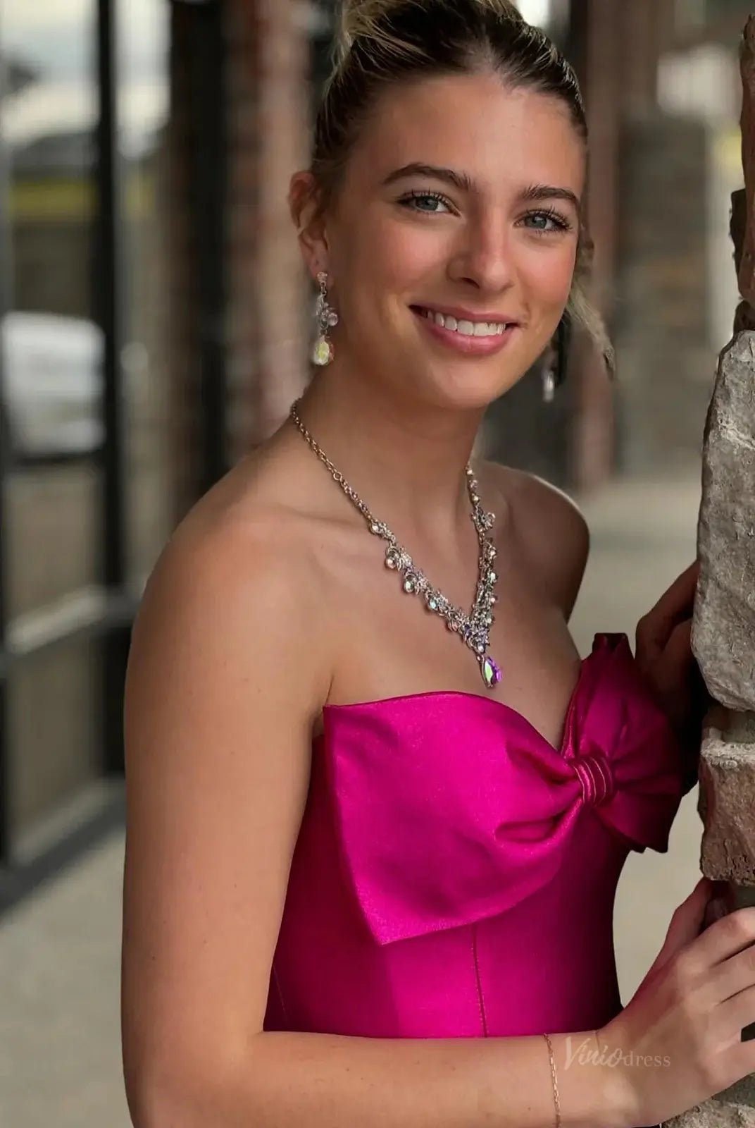 Strapless Satin Mermaid Prom Dresses 2025 with Bow – FD5058-prom dresses 2025 -Viniodress-Black-Custom Size-