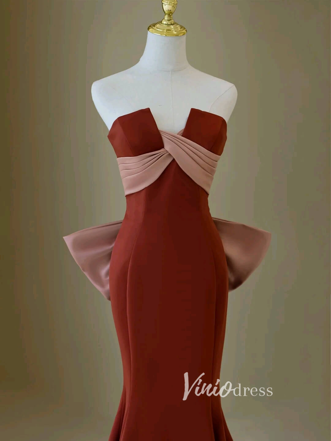 Strapless Satin Mermaid Prom Dresses Bow-Tie Evening Dress FD3446-prom dresses 2025 -Viniodress-As Picture-Custom Size-