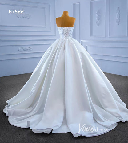 Strapless Satin Wedding Dresses Minimalist Bridal Gown 67522-wedding dresses 2025 -Viniodress-Ivory-Custom Size-