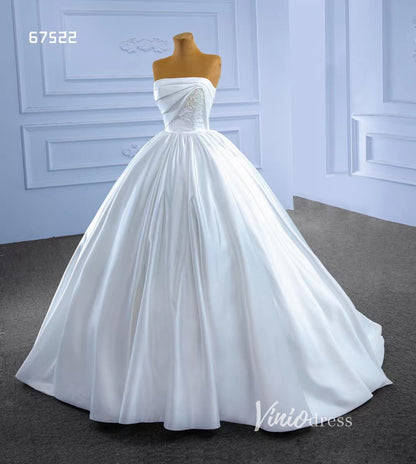 Strapless Satin Wedding Dresses Minimalist Bridal Gown 67522-wedding dresses 2025 -Viniodress-Ivory-Custom Size-
