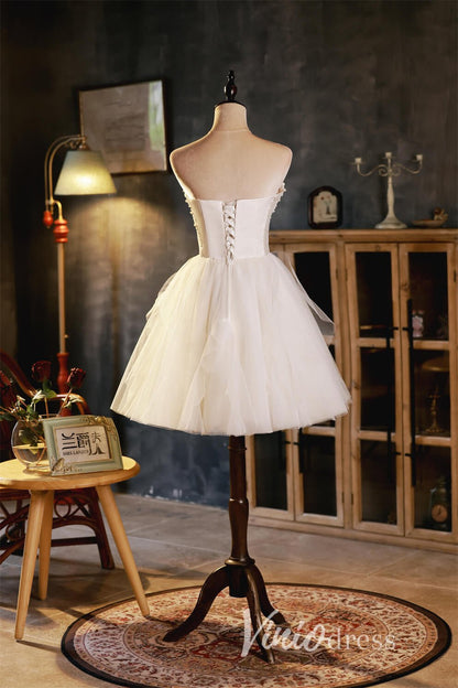 Strapless Short Graduation Dress Tulle Homecoming Dresses SD1453-Homecoming Dresses 2025 -VINIODRESS-Ivory-Custom Size-