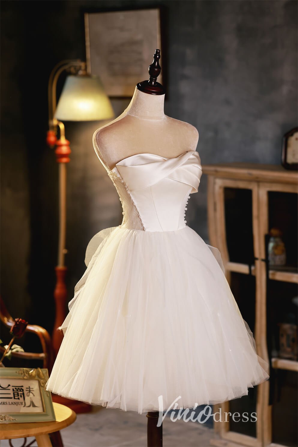 Strapless Short Graduation Dress Tulle Homecoming Dresses SD1453-Homecoming Dresses 2025 -VINIODRESS-Ivory-Custom Size-