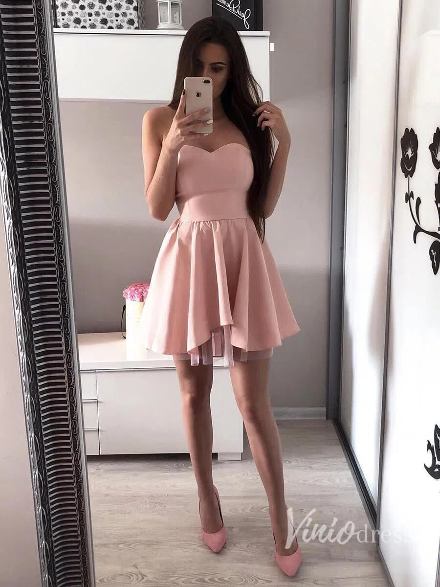 Short Prom Dresses 2025 Strapless Short Simple Prom Dresses Mini Homecoming Dress SD1065-homecoming dresses-Viniodress-Red-Custom Size-Viniodress