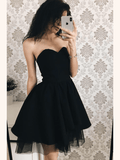 Short Prom Dresses 2025 Strapless Short Simple Prom Dresses Mini Homecoming Dress SD1065-homecoming dresses-Viniodress-Black-Custom Size-Viniodress