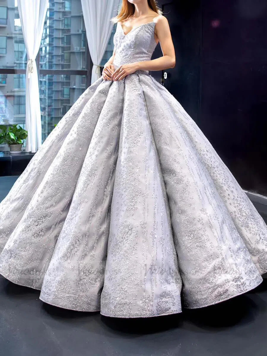 Strapless Silver Grey Prom Dresses Ball Gown Lace Sweet 16 Dress FD1178 viniodress-prom dresses-Viniodress-Silver-Custom Size-Viniodress