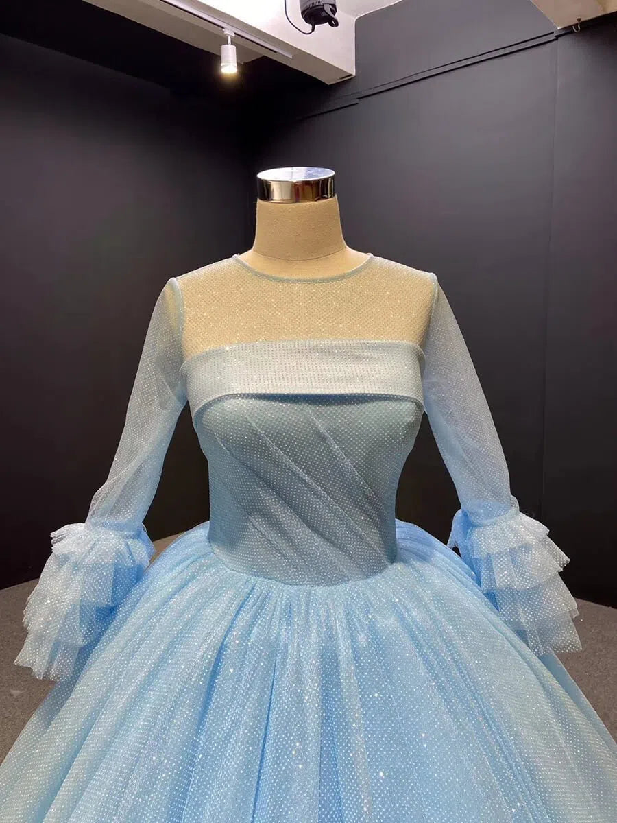 Strapless Sky Blue Sweet 16 Dress Sparkly Tulle Ball Gown Quince Dresses 67091 viniodress-Quinceanera Dresses 2025 -Viniodress-Light Blue-Custom Size-Strapless