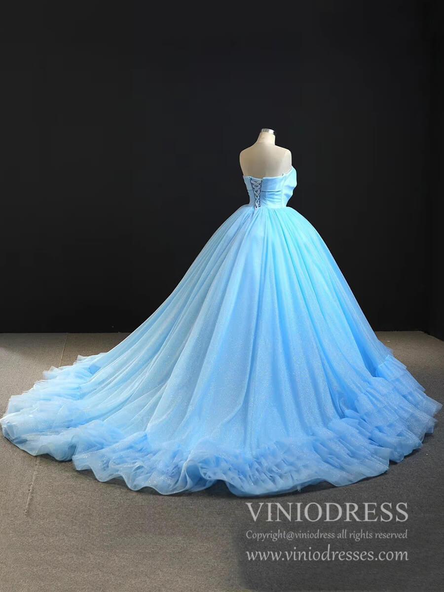 Prom Dress 2025 Strapless Sky Blue Sweet 16 Dress Sparkly Tulle Ball Gown Quince Dresses 67091 viniodress-unique Quinceanera Dresses-Light Blue-Custom Size-Strapless-Viniodress