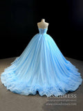 Prom Dress 2025 Strapless Sky Blue Sweet 16 Dress Sparkly Tulle Ball Gown Quince Dresses 67091 viniodress-unique Quinceanera Dresses-Light Blue-Custom Size-Strapless-Viniodress