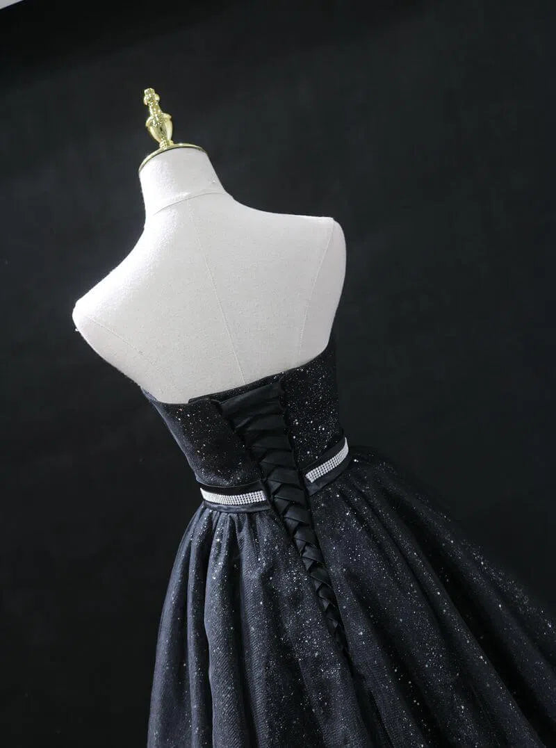 Strapless Sparkly Black Homecoming Dresses Cocktail Dress SD1220-Homecoming Dresses 2025 -Viniodress-Black-Custom Size-