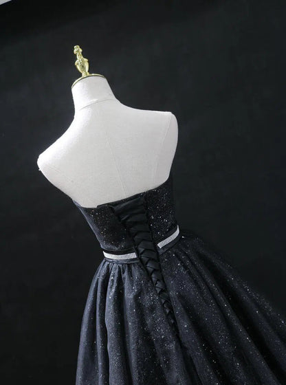 Strapless Sparkly Black Homecoming Dresses Cocktail Dress SD1220-Homecoming Dresses 2025 -Viniodress-Black-Custom Size-