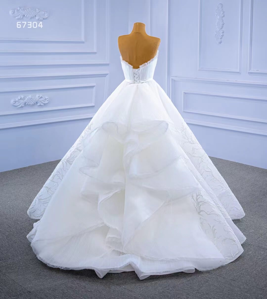 Strapless Tulle High Low Wedding Dresses Lace Appliqued 67304-wedding dresses 2025 -Viniodress-Ivory-Custom Size-