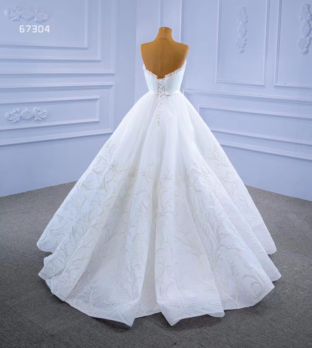 Strapless Tulle High Low Wedding Dresses Lace Appliqued 67304-wedding dresses 2025 -Viniodress-Ivory-Custom Size-