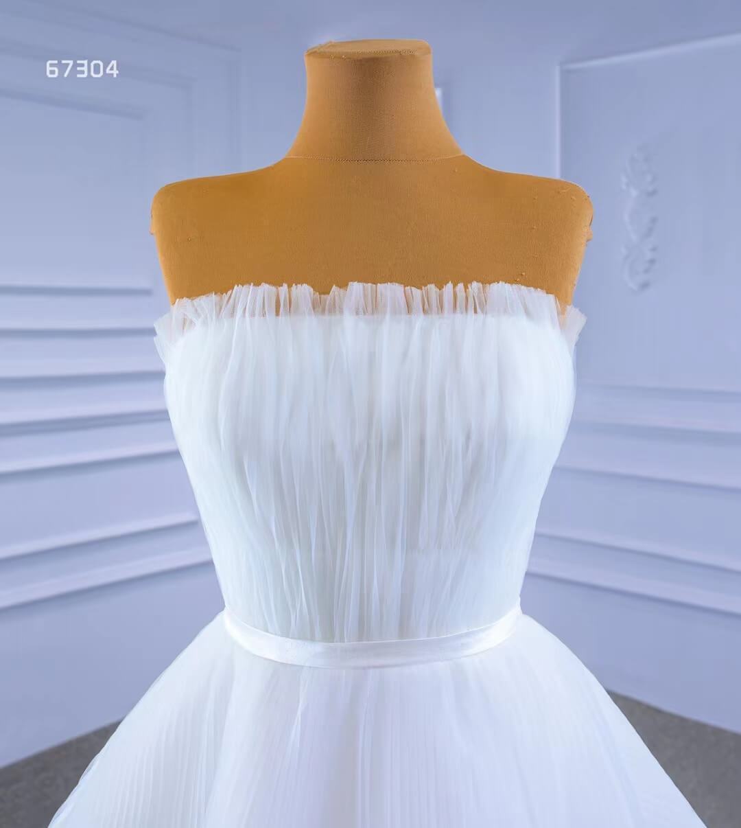Strapless Tulle High Low Wedding Dresses Lace Appliqued 67304-wedding dresses 2025 -Viniodress-Ivory-Custom Size-