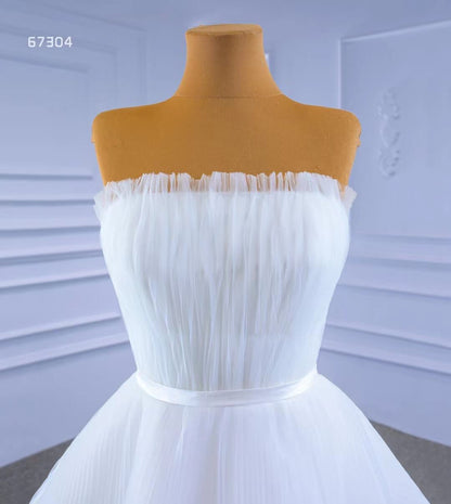 Strapless Tulle High Low Wedding Dresses Lace Appliqued 67304-wedding dresses 2025 -Viniodress-Ivory-Custom Size-