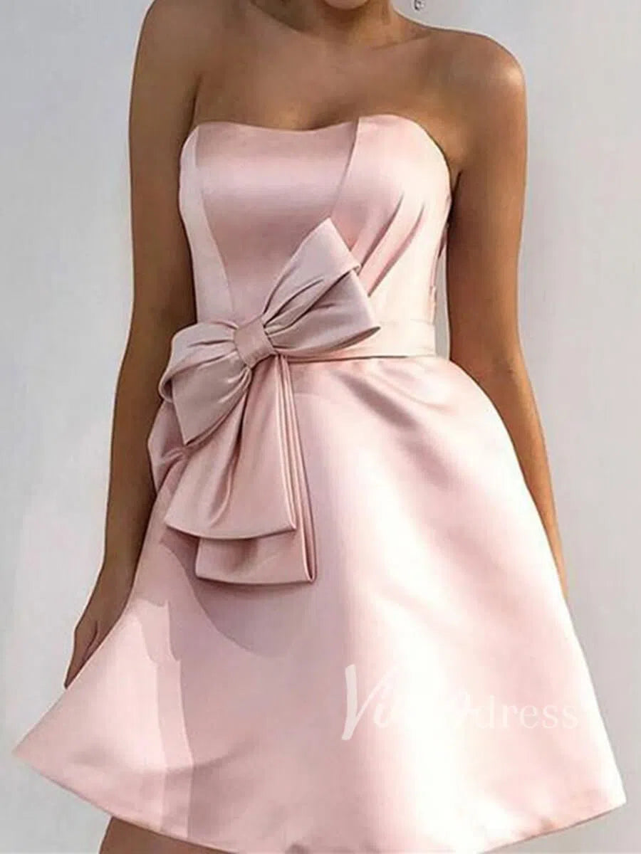 Short Prom Dresses 2025 Cheap StraplessHomecoming Dresses Blush Pink Party Dress SD1131-homecoming dresses-Viniodress-Blush Pink-Custom Size-Viniodress