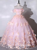 Prom Dress 2025 Stunning Pink Floral Off the Shoulder Prom Dresses FD3522-unique prom dresses-Pink-Custom Size-Viniodress