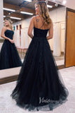 Prom Dress 2025 Stunning Sparkly Tulle Prom Dress with Lace Applique and Spaghetti Strap FD3465-unique prom dresses-Bluack-Custom Size-Viniodress