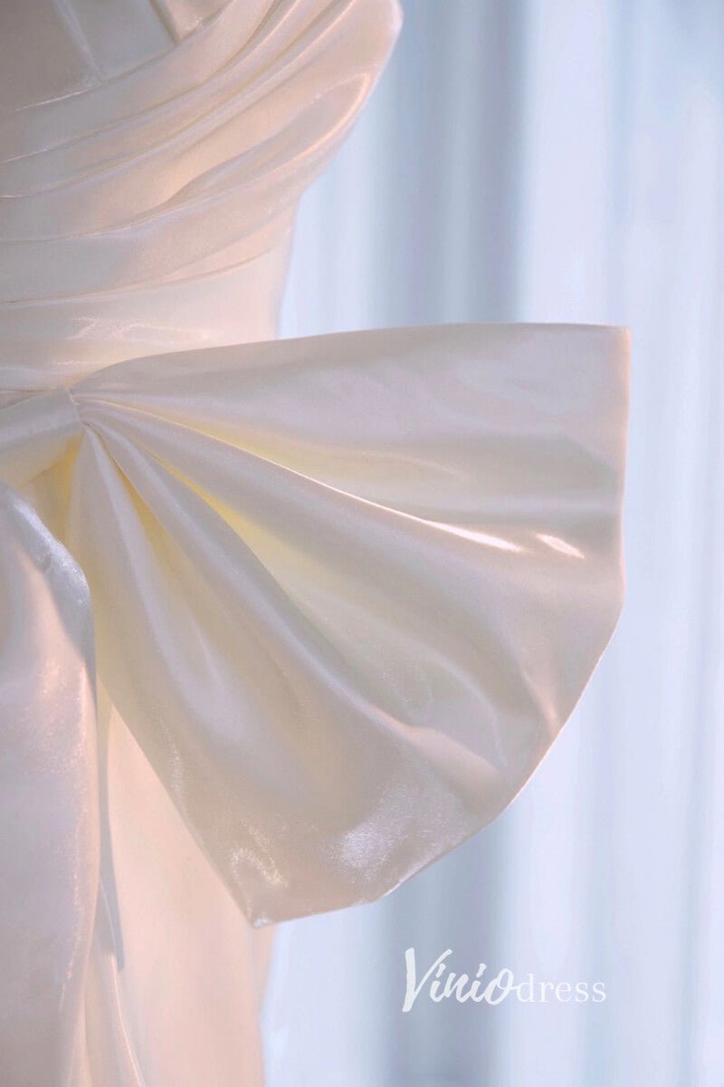 Stunning White Tea-Length Strapless Prom Dresses with High Slit FD3518-prom dresses 2025 -Viniodress-White-Custom Size-